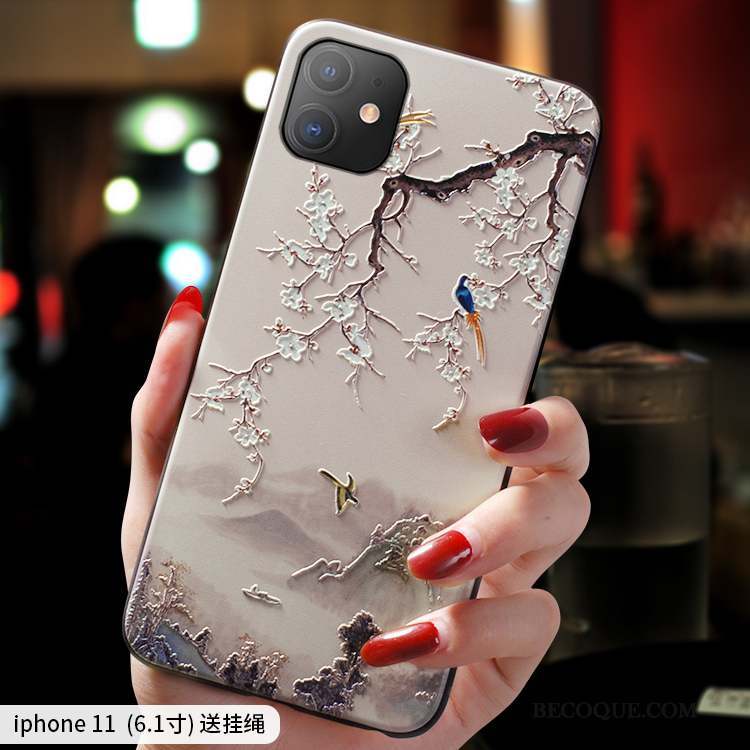 iPhone 11 Personnalité Fluide Doux Coque De Téléphone Blanc Incassable Nouveau