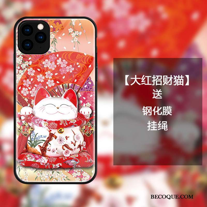 iPhone 11 Pro Charmant Coque De Téléphone Incassable Verre Dessin Animé Chat