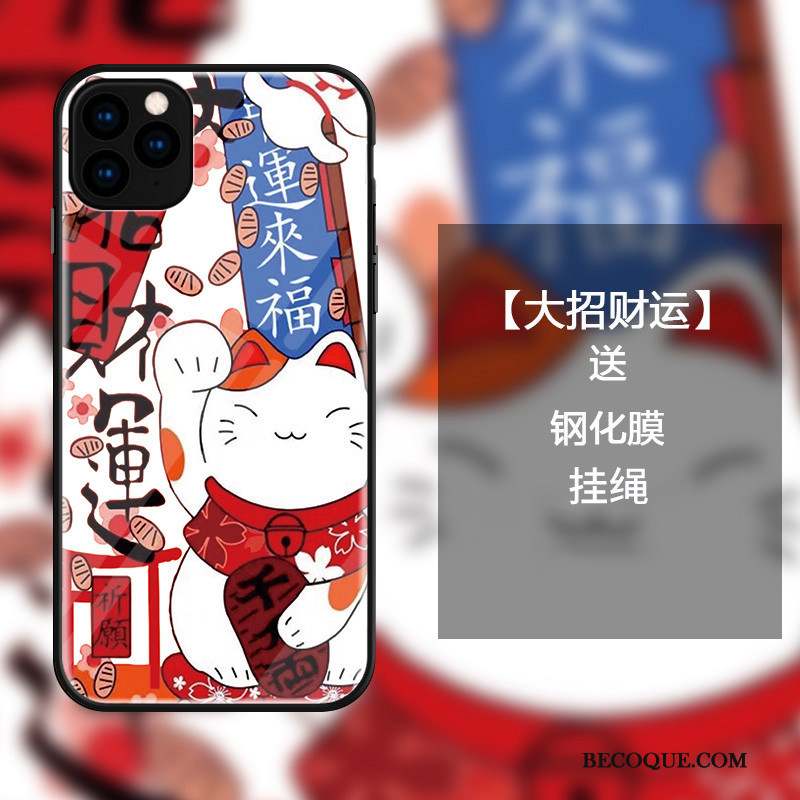 iPhone 11 Pro Charmant Coque De Téléphone Incassable Verre Dessin Animé Chat