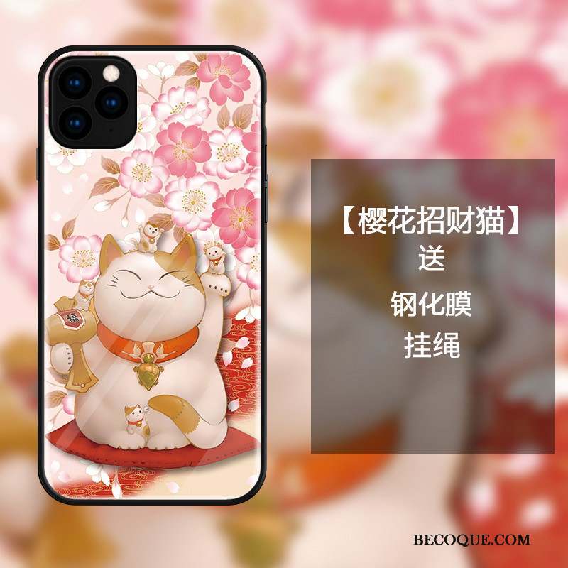 iPhone 11 Pro Charmant Coque De Téléphone Incassable Verre Dessin Animé Chat