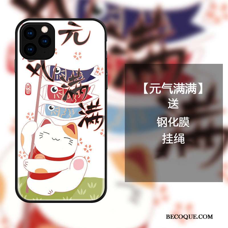 iPhone 11 Pro Charmant Coque De Téléphone Incassable Verre Dessin Animé Chat