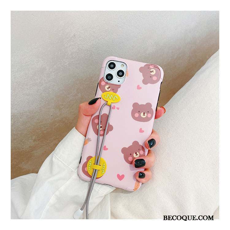 iPhone 11 Pro Charmant Coque De Téléphone Étui Rose Ours Silicone