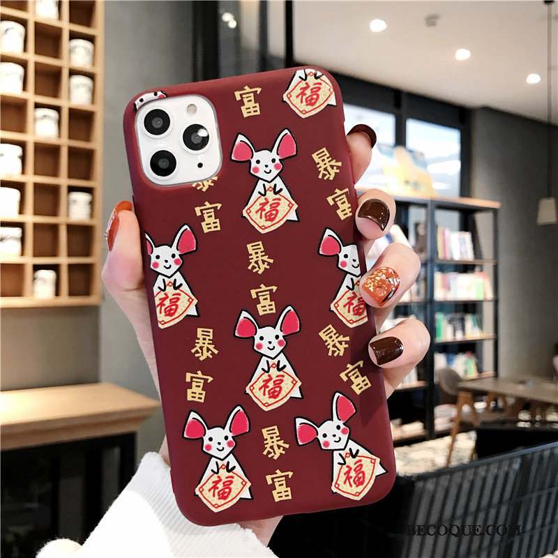 iPhone 11 Pro Coque De Fête Rouge Richesse Incassable Rat Dessin Animé