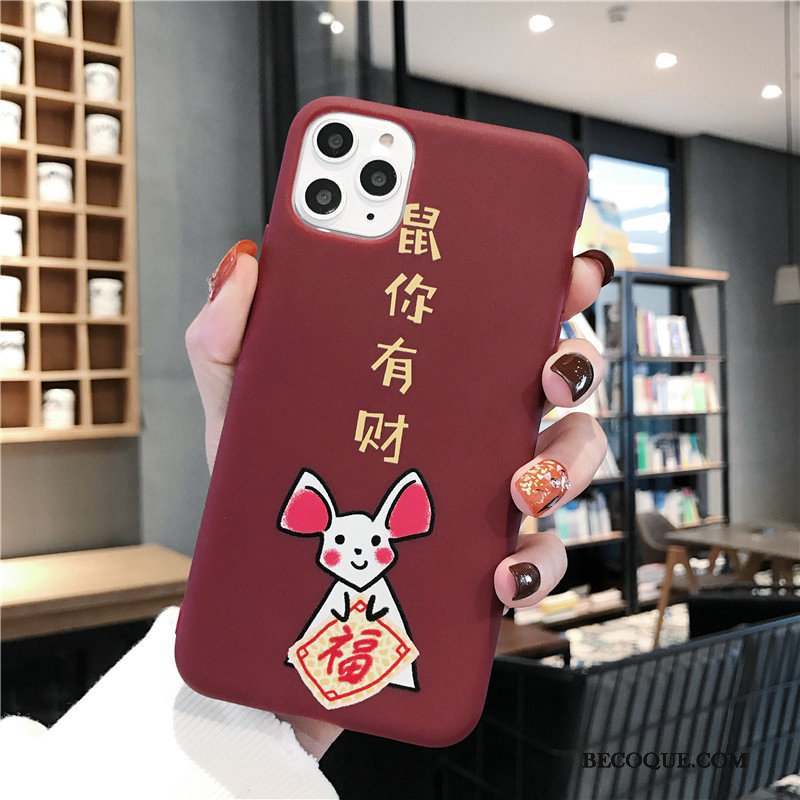 iPhone 11 Pro Coque De Fête Rouge Richesse Incassable Rat Dessin Animé