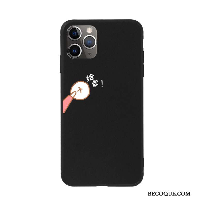 iPhone 11 Pro Coque De Téléphone Amoureux Silicone Étui Noir Fluide Doux