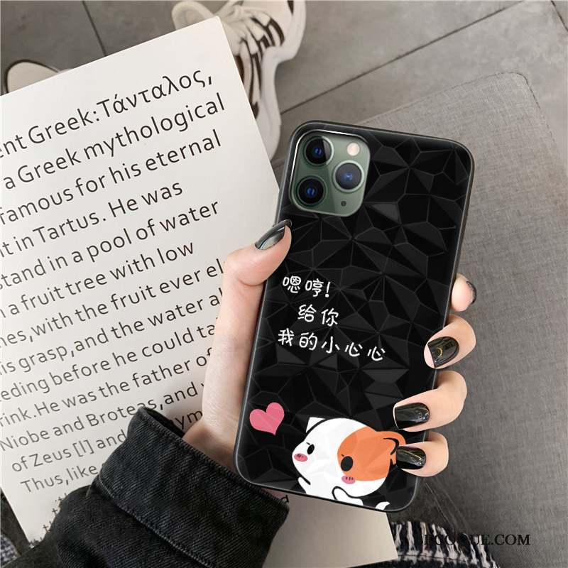 iPhone 11 Pro Coque De Téléphone Losange Modèle Fleurie Noir Tendance