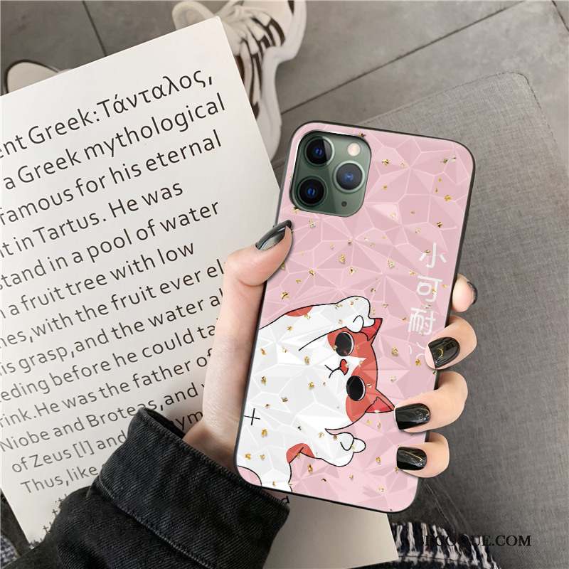 iPhone 11 Pro Coque De Téléphone Losange Modèle Fleurie Noir Tendance