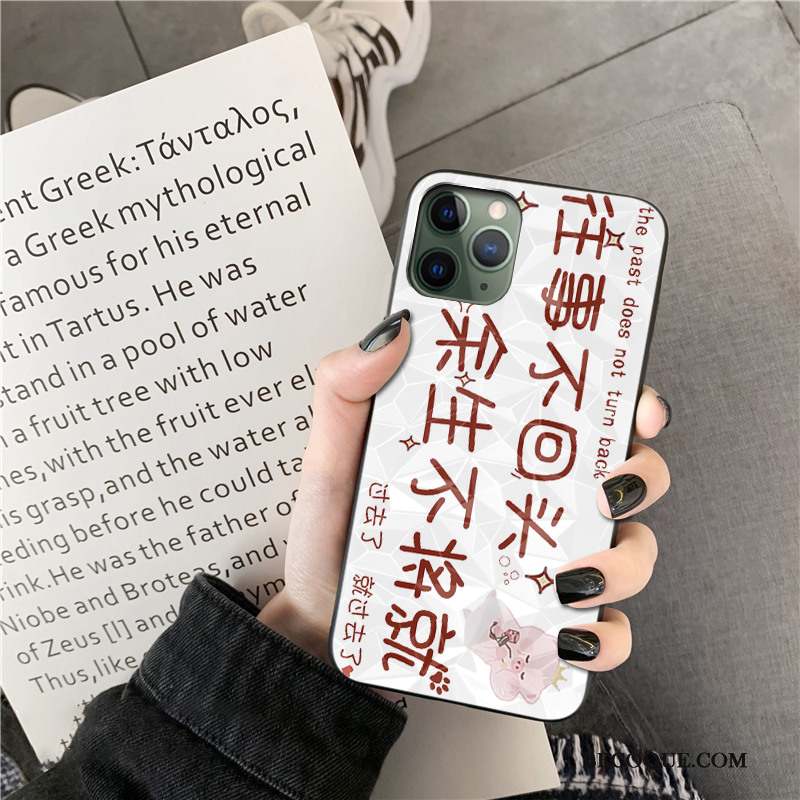 iPhone 11 Pro Coque De Téléphone Losange Modèle Fleurie Noir Tendance