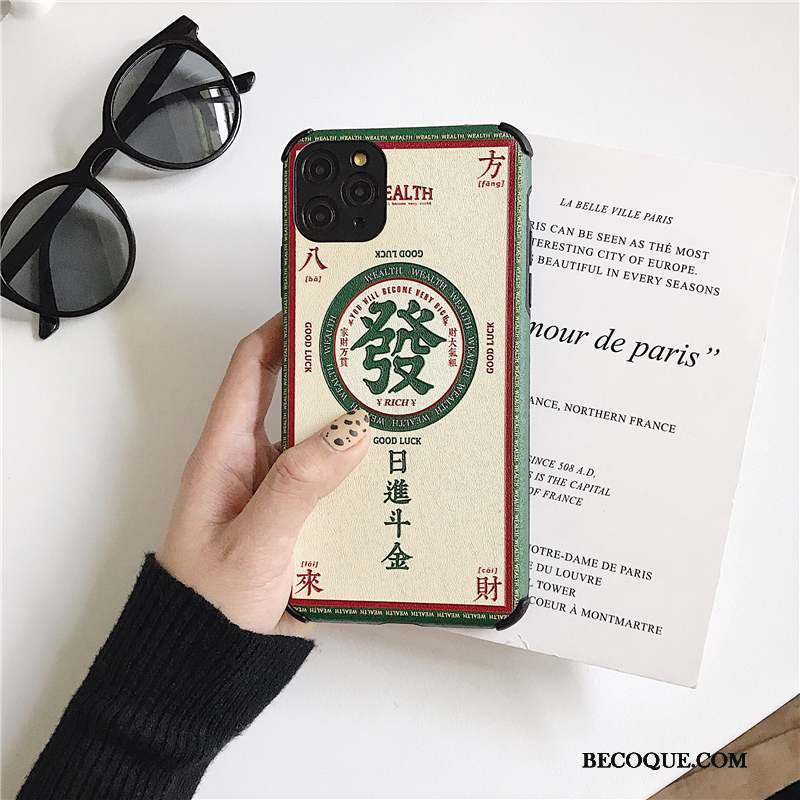 iPhone 11 Pro Coque Personnalité Gaufrage Vert Amoureux Incassable Protection