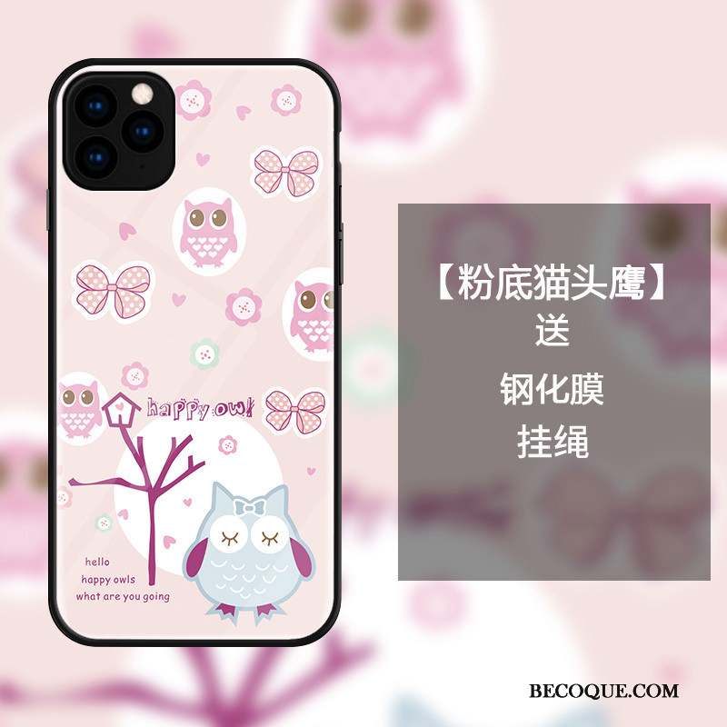 iPhone 11 Pro Coque Petit Tout Compris Art Verre Amoureux Rose