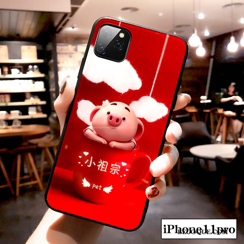 iPhone 11 Pro Coque Verre Créatif Amoureux Incassable Dessin Animé Nouveau