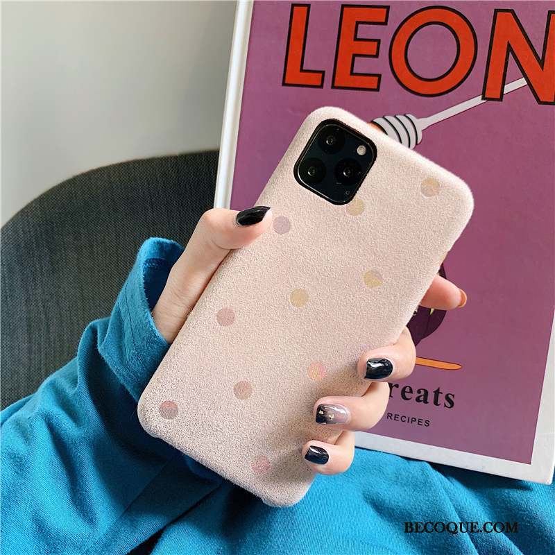 iPhone 11 Pro Coque Vintage Étui Point D'onde Protection Créatif Flanelle