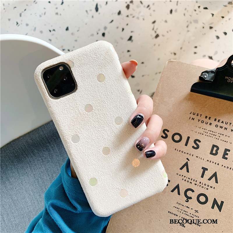 iPhone 11 Pro Coque Vintage Étui Point D'onde Protection Créatif Flanelle