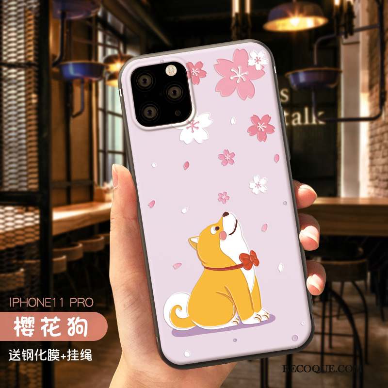 iPhone 11 Pro Coque Étui Marque De Tendance Charmant Rose Créatif Délavé En Daim