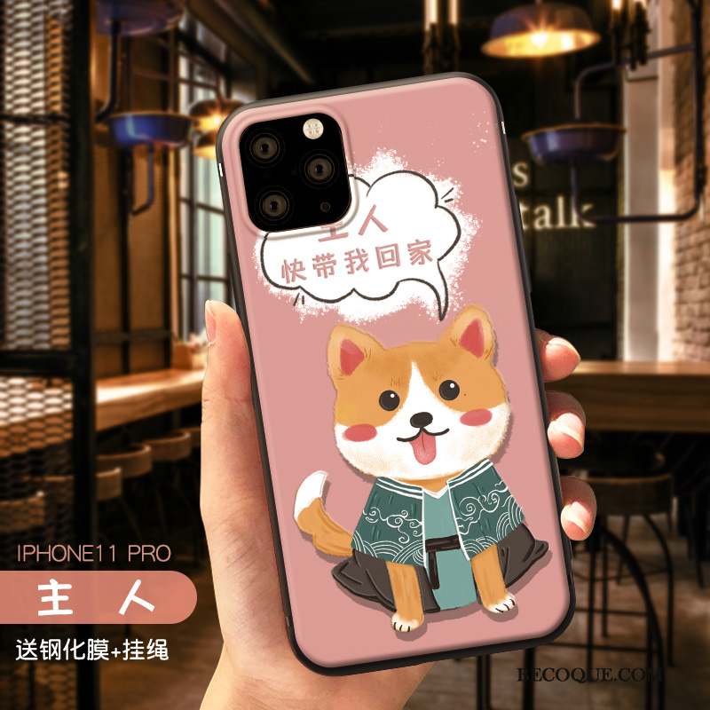 iPhone 11 Pro Coque Étui Marque De Tendance Charmant Rose Créatif Délavé En Daim