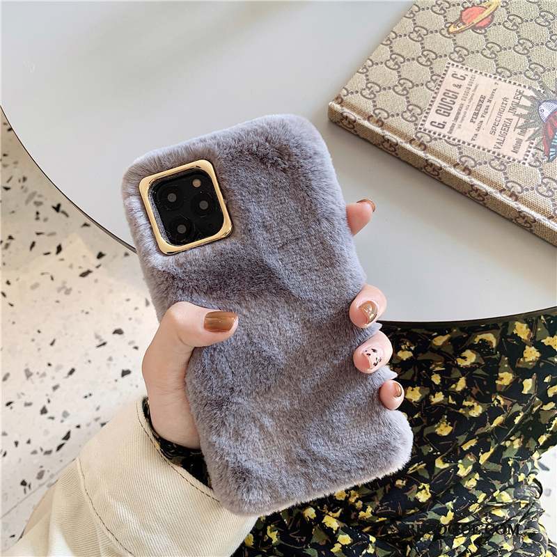 iPhone 11 Pro Couleur Unie Personnalité Incassable Étui Coque De Téléphone Peluche