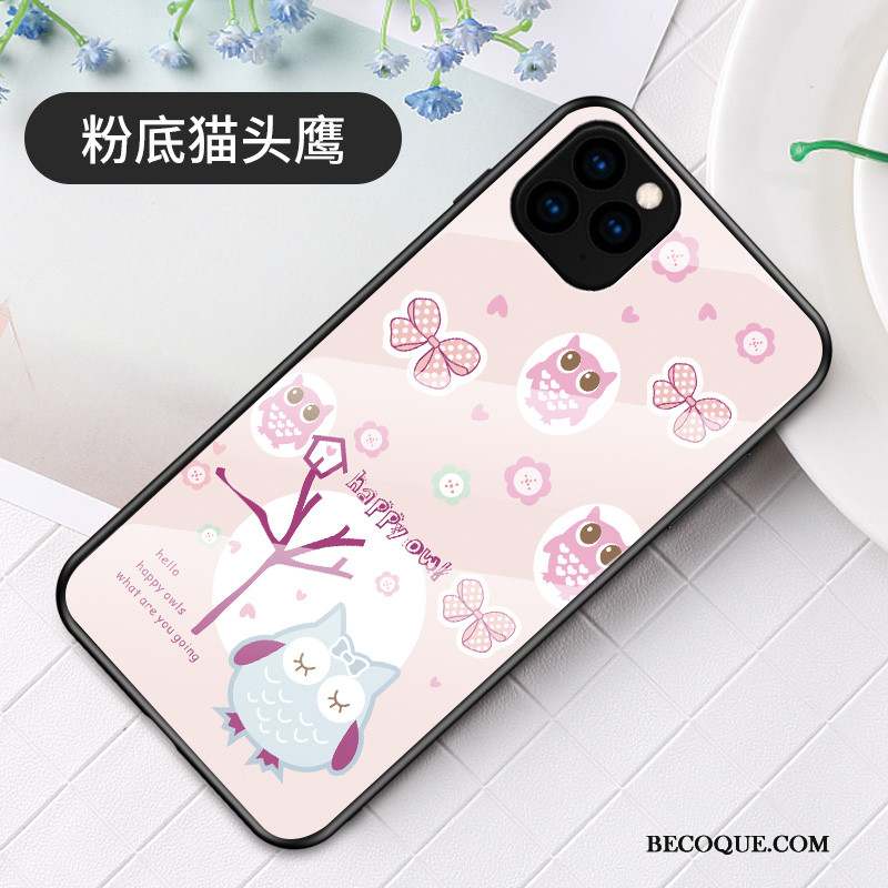iPhone 11 Pro Dessin Animé Rose Coque De Téléphone Incassable Marque De Tendance Verre