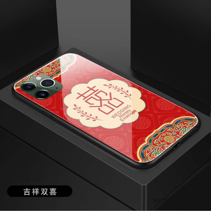 iPhone 11 Pro Mariée Style Chinois Grand Coque De Téléphone Nouveau Verre Trempé