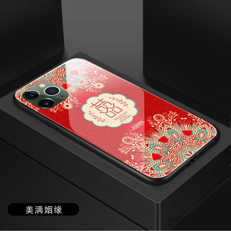 iPhone 11 Pro Mariée Style Chinois Grand Coque De Téléphone Nouveau Verre Trempé