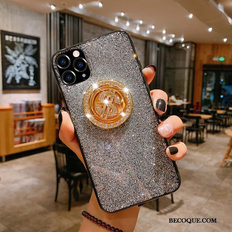 iPhone 11 Pro Max Brillant Métal Incruster Strass Incassable Luxe Coque De Téléphone