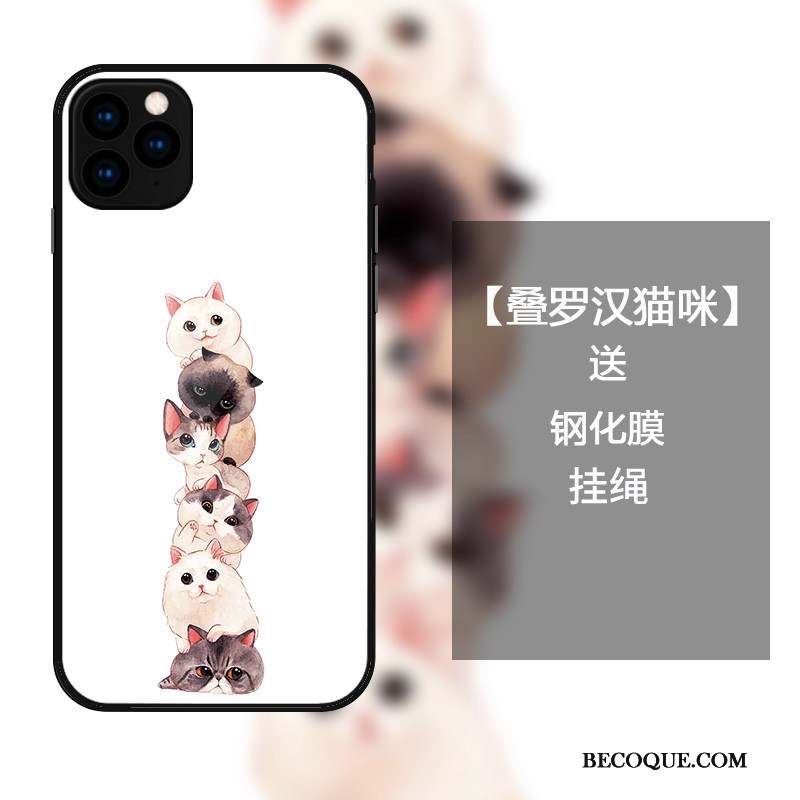 iPhone 11 Pro Max Coque Chat Protection Charmant Amoureux Incassable Verre