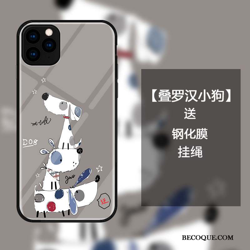 iPhone 11 Pro Max Coque Chat Protection Charmant Amoureux Incassable Verre