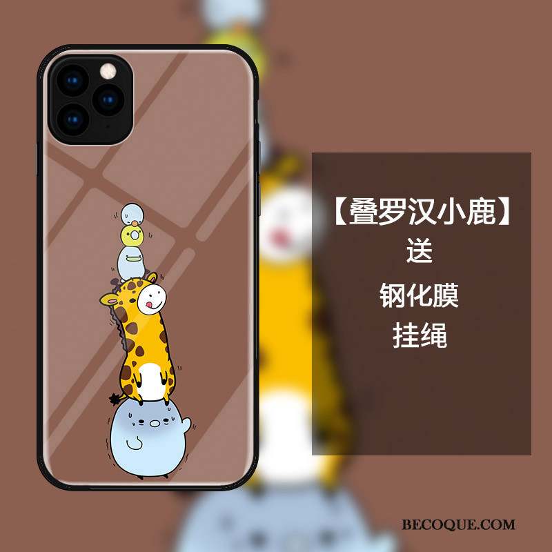 iPhone 11 Pro Max Coque Chat Protection Charmant Amoureux Incassable Verre