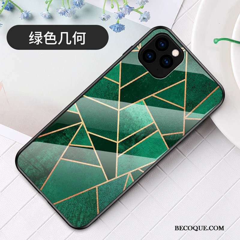 iPhone 11 Pro Max Coque Créatif Vert Incassable Tout Compris Personnalité Verre