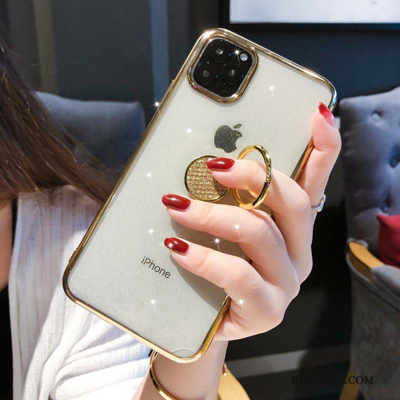 iPhone 11 Pro Max Coque De Téléphone Nouveau Transparent Anneau Une Agrafe Or