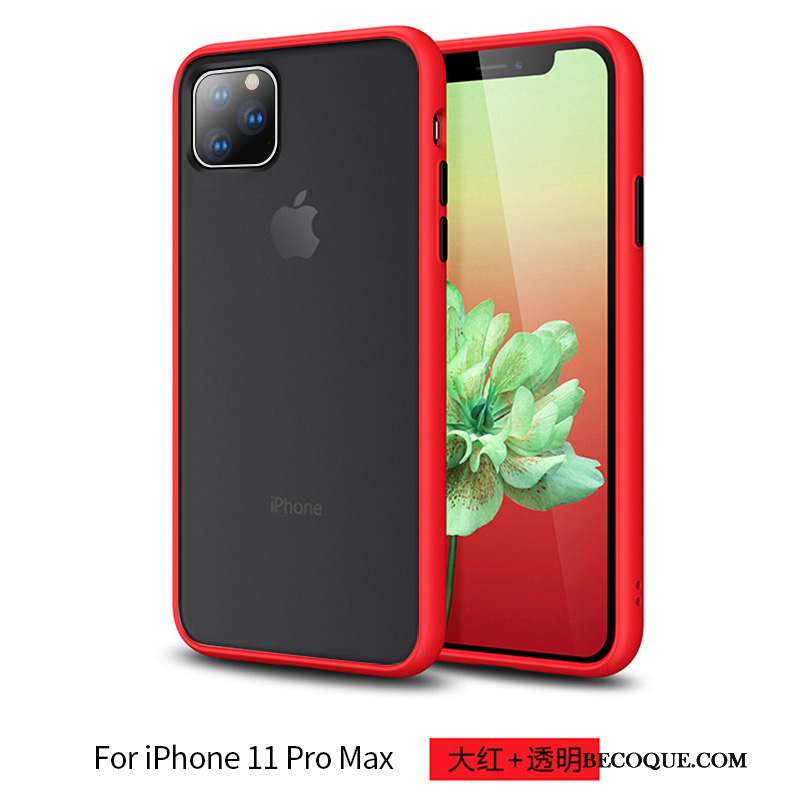 iPhone 11 Pro Max Coque De Téléphone Silicone Net Rouge Fluide Doux Tout Compris Transparent