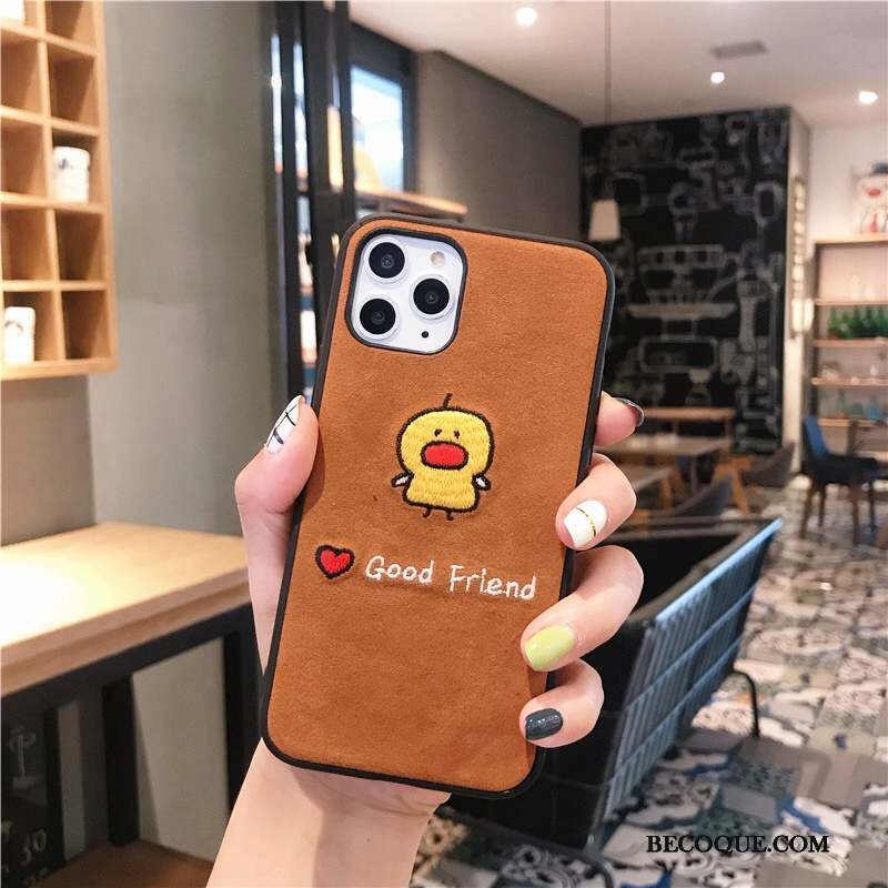 iPhone 11 Pro Max Coque Difficile Flanelle Rouge Tout Compris Étui Dessin Animé