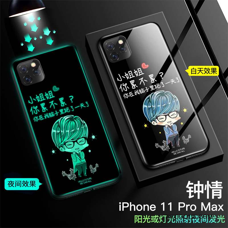 iPhone 11 Pro Max Coque Marque De Tendance Miroir Noir Créatif Verre Tout Compris