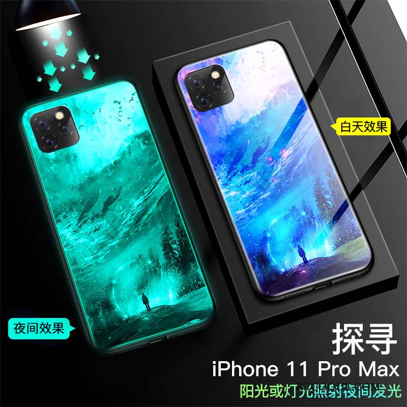 iPhone 11 Pro Max Coque Marque De Tendance Miroir Noir Créatif Verre Tout Compris