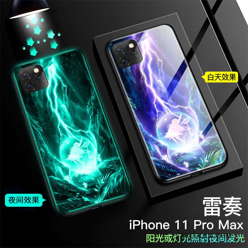 iPhone 11 Pro Max Coque Marque De Tendance Miroir Noir Créatif Verre Tout Compris