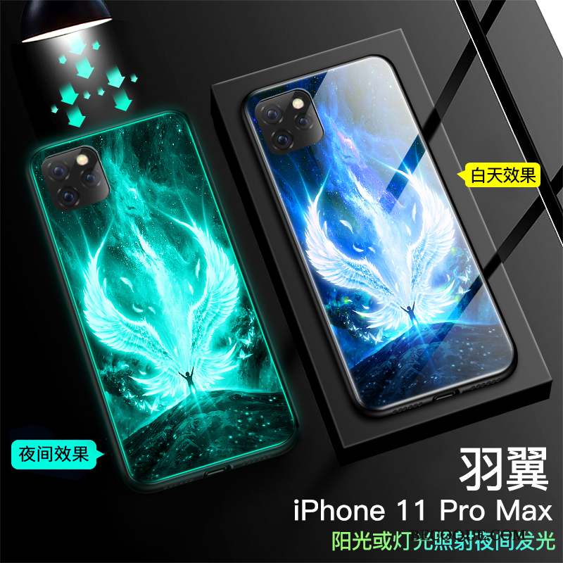iPhone 11 Pro Max Coque Marque De Tendance Miroir Noir Créatif Verre Tout Compris