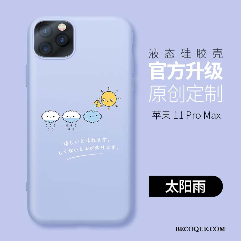 iPhone 11 Pro Max Coque Tendance Créatif Fluide Doux Bleu Très Mince Silicone