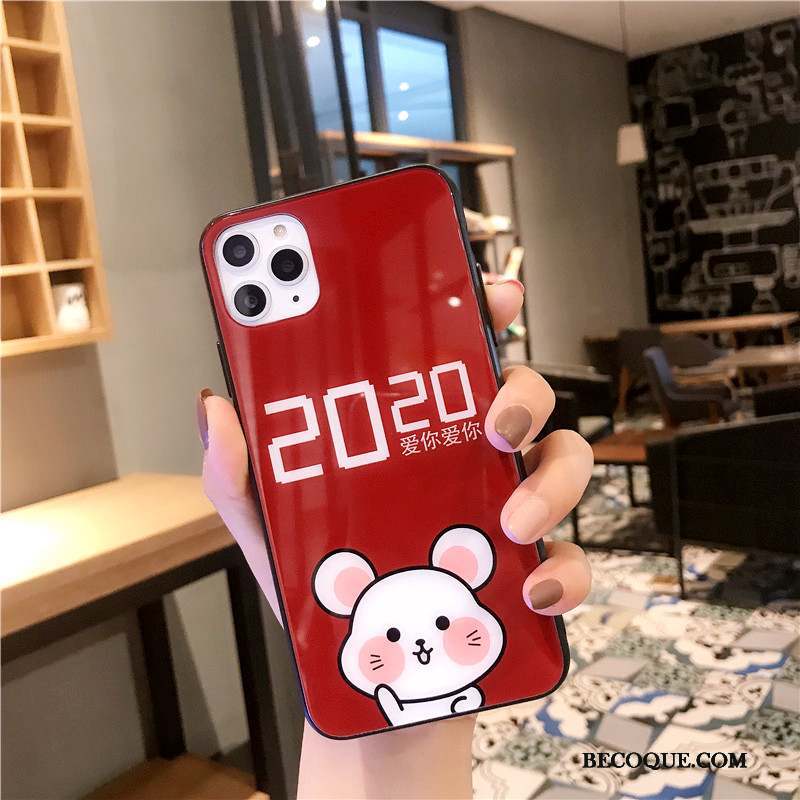 iPhone 11 Pro Max Coque Étui Rat Difficile Amoureux Rouge Incassable