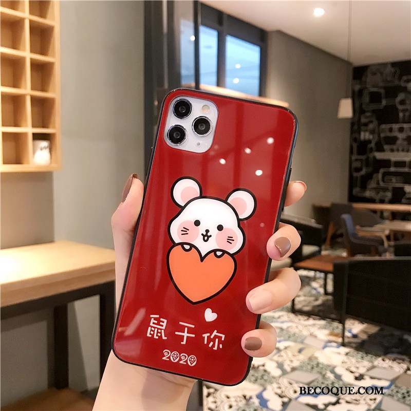 iPhone 11 Pro Max Coque Étui Rat Difficile Amoureux Rouge Incassable
