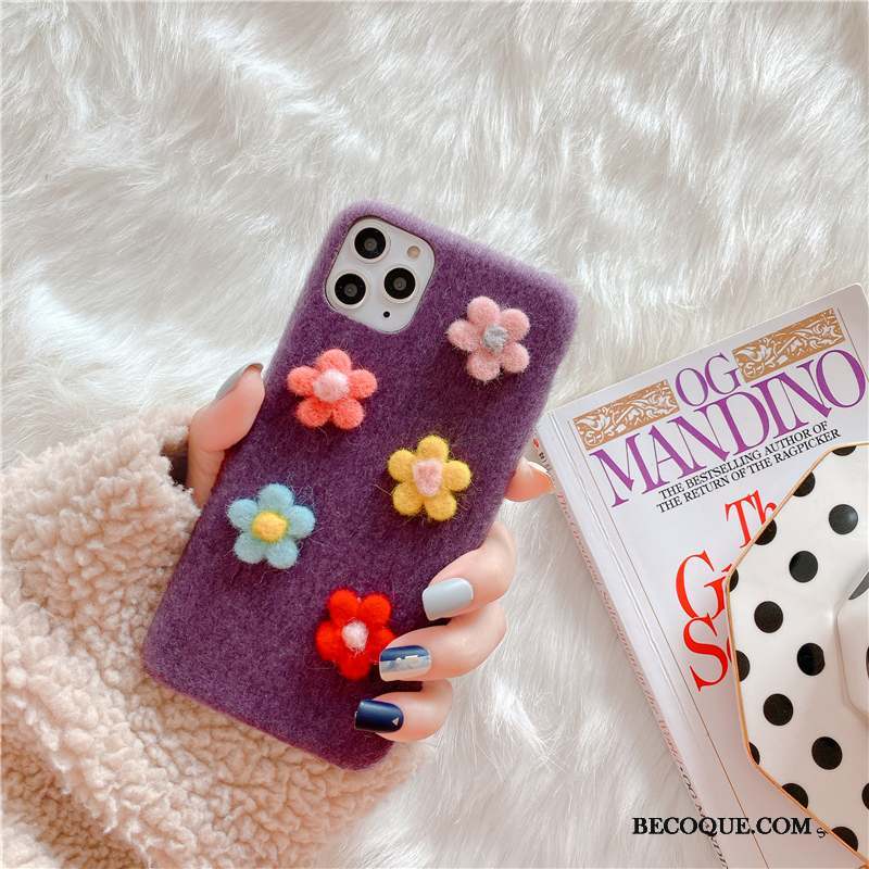 iPhone 11 Pro Max Créatif Coque De Téléphone Fleurs Violet Vent Personnalité