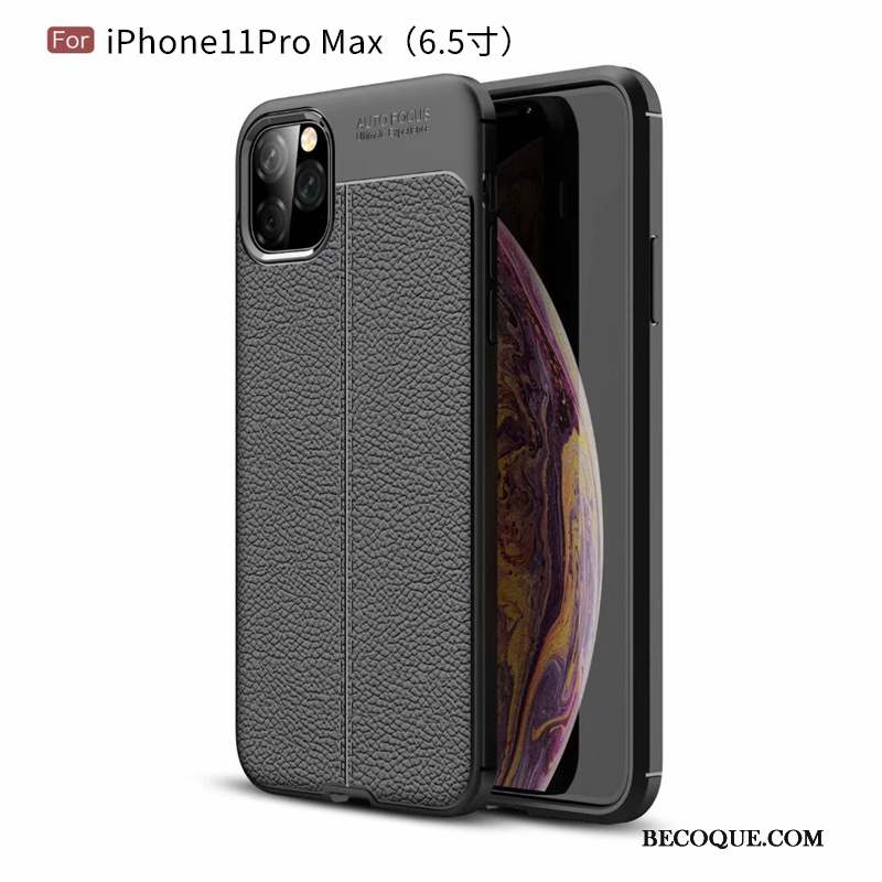 iPhone 11 Pro Max Cuir Tout Compris Bleu Tendance Coque De Téléphone Délavé En Daim