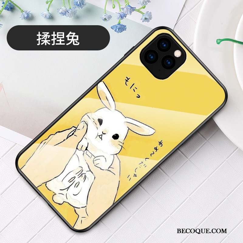 iPhone 11 Pro Max Dessin Animé Étui Verre Charmant Coque De Téléphone Lapin