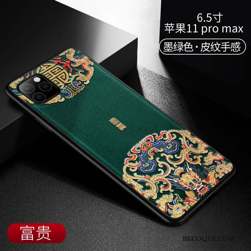 iPhone 11 Pro Max Incassable Style Chinois Modèle Fleurie Silicone Étui Coque De Téléphone