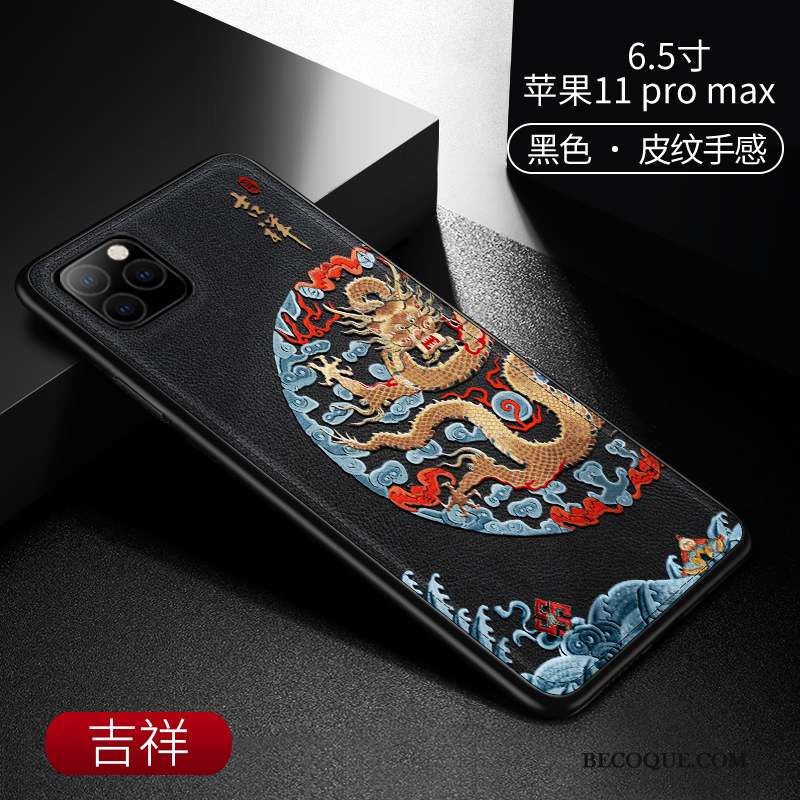 iPhone 11 Pro Max Incassable Style Chinois Modèle Fleurie Silicone Étui Coque De Téléphone