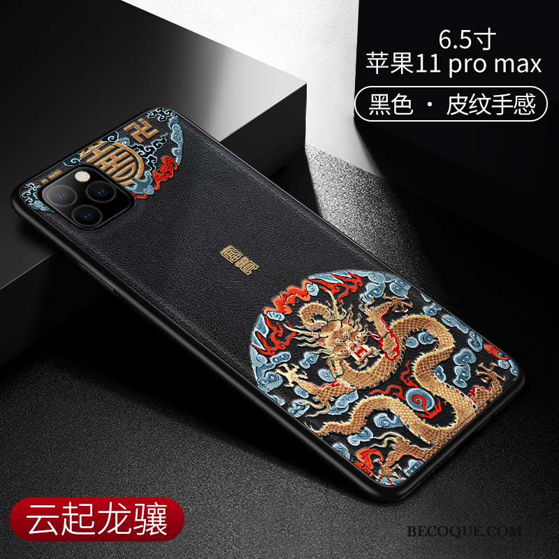 iPhone 11 Pro Max Incassable Style Chinois Modèle Fleurie Silicone Étui Coque De Téléphone