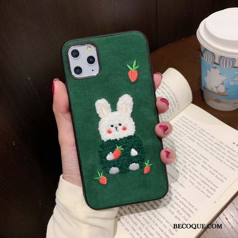 iPhone 11 Pro Max Lapin Fluide Doux Coque De Téléphone Peluche Broderie Étui