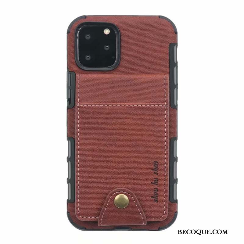 iPhone 11 Pro Max Portefeuille Étui En Cuir Sac Carte Rouge Coque De Téléphone