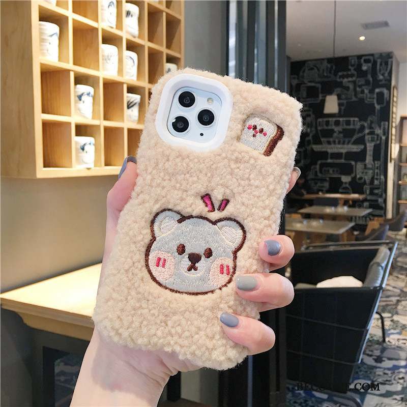 iPhone 11 Pro Max Rose Personnalité Peluche Créatif Coque De Téléphone Charmant