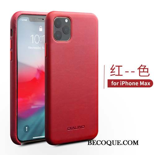 iPhone 11 Pro Max Étui Coque De Téléphone Incassable Étui En Cuir Simple Luxe