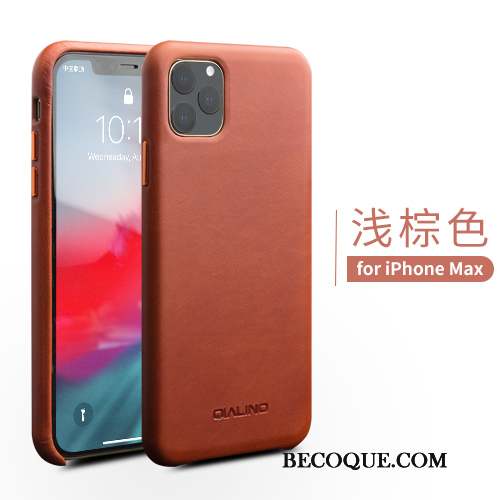 iPhone 11 Pro Max Étui Coque De Téléphone Incassable Étui En Cuir Simple Luxe