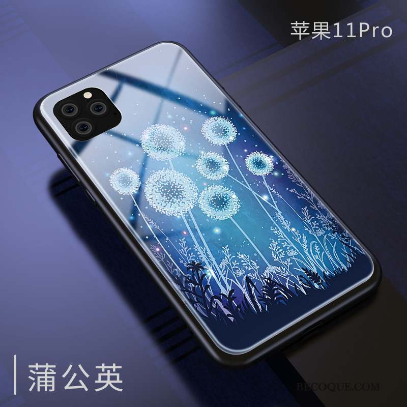iPhone 11 Pro Miroir Bleu Verre Protection Étui Coque De Téléphone